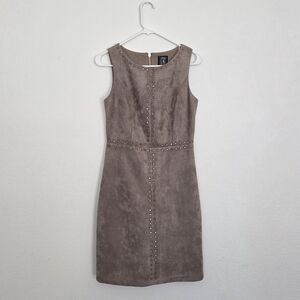 Jax Tan Studded Faux Suede Sleeveless Mini Dress Size 4